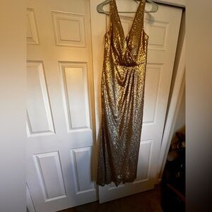 Revelry Champagne Sequin Bridesmaid Dress Size 12